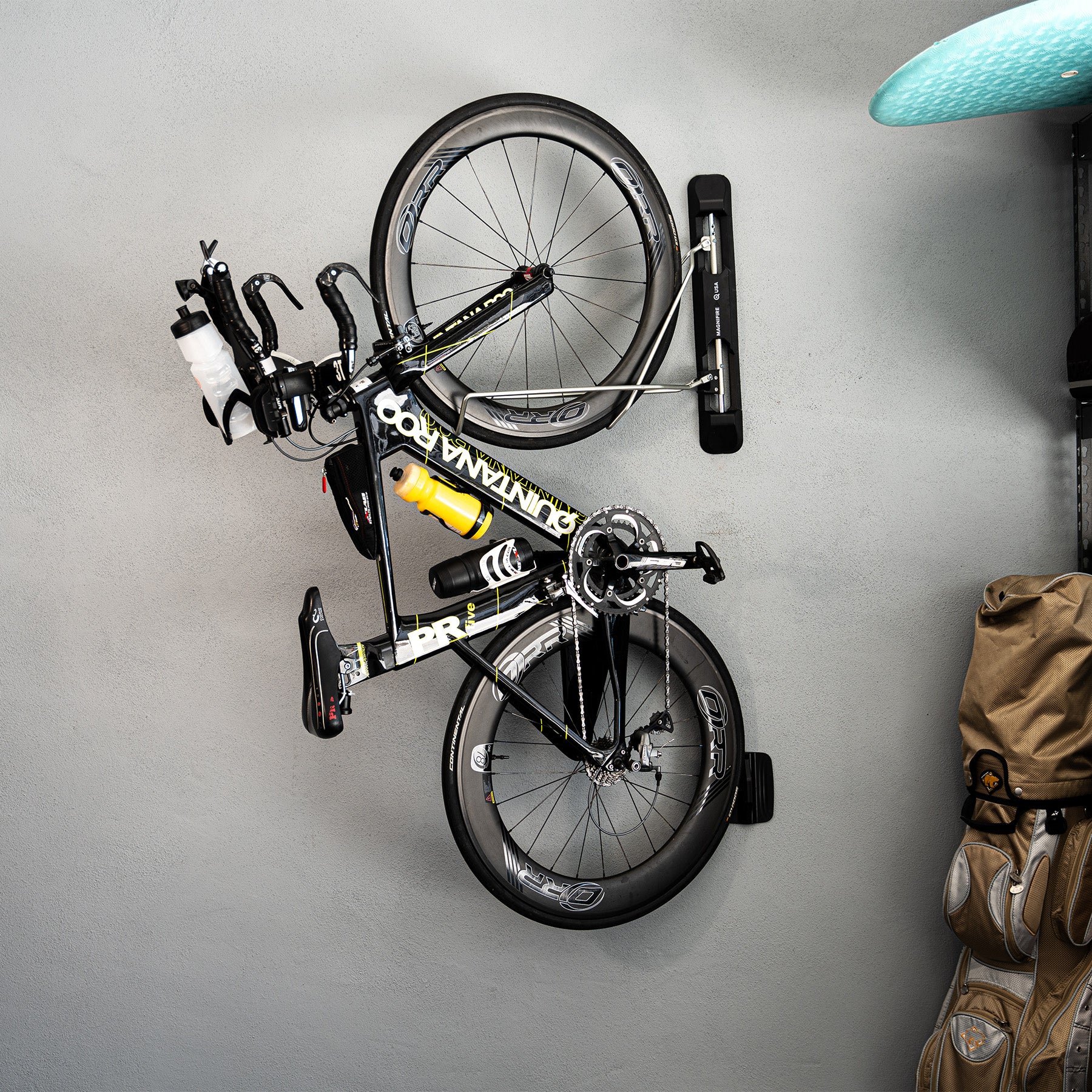 Bike Rack in garage space with bike mounted to wall